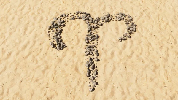 Концептуальні Концептуальні Камені Пляжному Піску Форма Символу Ручної Роботи Золотий — стокове фото