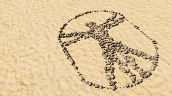 Koncepční Nebo Koncepční Kameny Pláži Písek Ručně Vyrobený Symbol Tvar — Stock fotografie