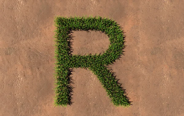 Concept Conceptual Green Summer Lawn Grass Symbol Shape Brown Soil — Stock Photo, Image