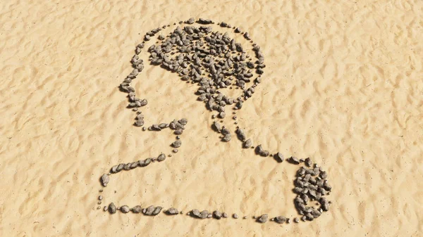 Concetto Pietre Concettuali Sulla Spiaggia Sabbia Forma Simbolo Fatto Mano — Foto Stock