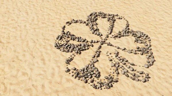 Conceber Pedras Conceituais Areia Praia Forma Símbolo Artesanal Fundo Arenoso — Fotografia de Stock