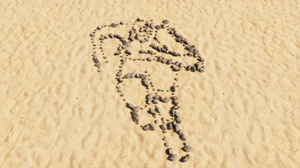 Concetto Pietre Concettuali Sulla Spiaggia Sabbia Forma Simbolo Fatto Mano — Foto Stock