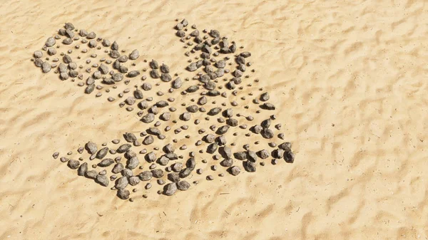 Concepção Pedras Conceituais Areia Praia Forma Símbolo Artesanal Fundo Arenoso — Fotografia de Stock