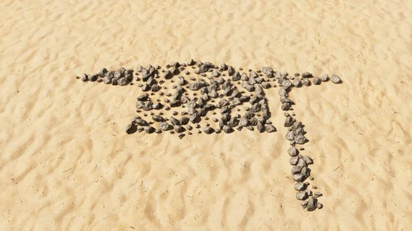 Concept Pedras Conceituais Areia Praia Forma Símbolo Artesanal Fundo Arenoso — Fotografia de Stock