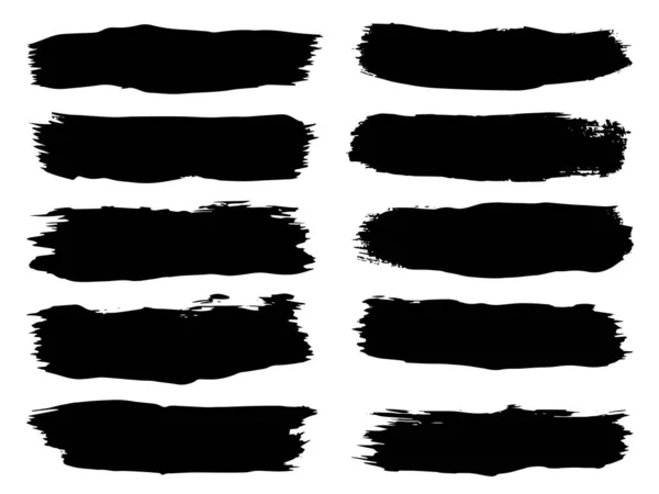 Colección Vectorial Conjunto Pintura Artística Negro Tinta Acrílico Hechos Mano — Vector de stock