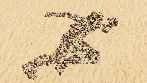 Concepção Pedras Conceituais Areia Praia Forma Símbolo Artesanal Fundo Arenoso — Fotografia de Stock