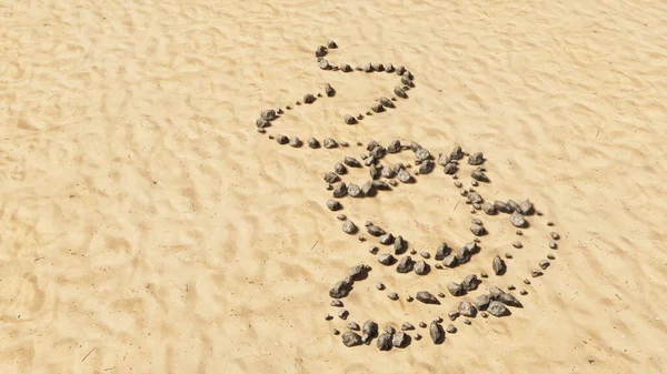 Koncepcja Lub Kamienie Koncepcyjne Piasku Plażowym Ręcznie Robiony Kształt Symbolu — Zdjęcie stockowe