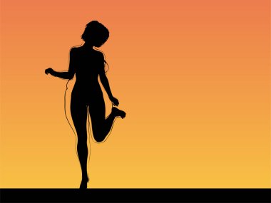 Kavramsal şişman şişman şişman kadın zayıfa karşı kilo verdikten sonra sağlıklı vücuda uyuyor ya da gün batımında kasları zayıf genç bir kadınla diyet yapıyor. Fitness, beslenme veya şişmanlık obezite, sağlık şekli 3D illüstrasyon