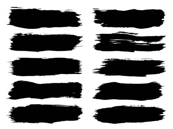 矢量收集或一套艺术黑色颜料 油墨或丙烯酸手笔制成的创造性笔划背景 以白色为隔板隔离 如发牢骚或发牢骚的艺术 教育抽象元素框架设计 — 图库矢量图片