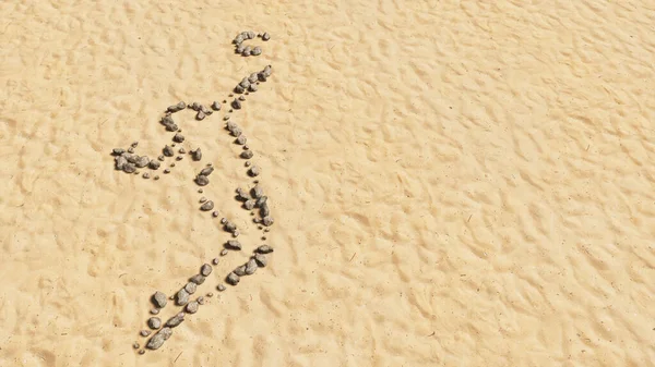 Koncepcja Kamieni Koncepcyjnych Plaży Piasek Ręcznie Wykonany Symbol Kształt Złote — Zdjęcie stockowe