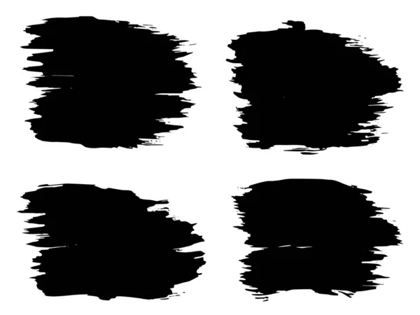 Kolekcja Grungy Artystycznych Czarny Farba Ręcznie Wykonane Kreatywne Pociągnięcia Pędzla — Zdjęcie stockowe