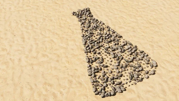 Concepção Pedras Conceituais Areia Praia Forma Símbolo Artesanal Fundo Arenoso — Fotografia de Stock