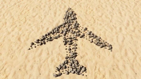 Concetto Pietre Concettuali Sulla Spiaggia Sabbia Forma Simbolo Fatto Mano — Foto Stock