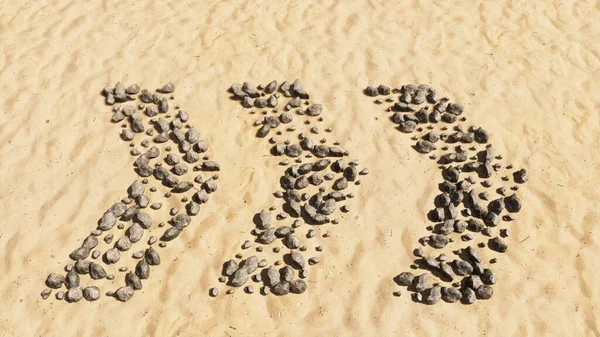 Concept Conceptual Stones Beach Sand Handmade Symbol Shape Golden Sandy — Fotografia de Stock