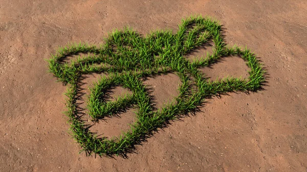 Concept or conceptual green summer lawn grass symbol shape on brown soil or earth background, sign of graduate diploma. A 3d illustration metaphor for academic achievement, knowledge and learning