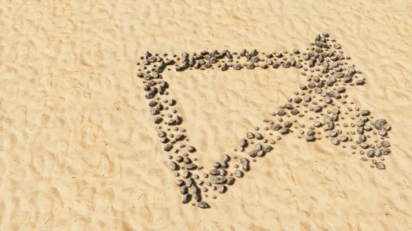 Conceber Pedras Conceituais Areia Praia Forma Símbolo Artesanal Fundo Arenoso — Fotografia de Stock