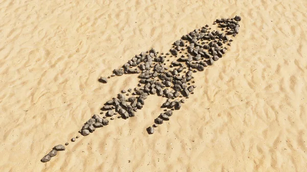 Concept Pierres Conceptuelles Sur Sable Plage Forme Symbole Fait Main — Photo