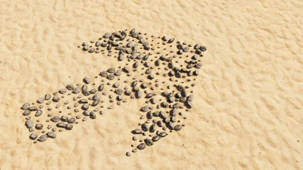 Concept Conceptual Stones Beach Sand Handmade Symbol Shape Golden Sandy — Stock Photo, Image