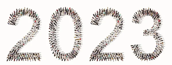 Concepto Gran Comunidad Conceptual Personas Que Forman 2023 Años Metáfora —  Fotos de Stock