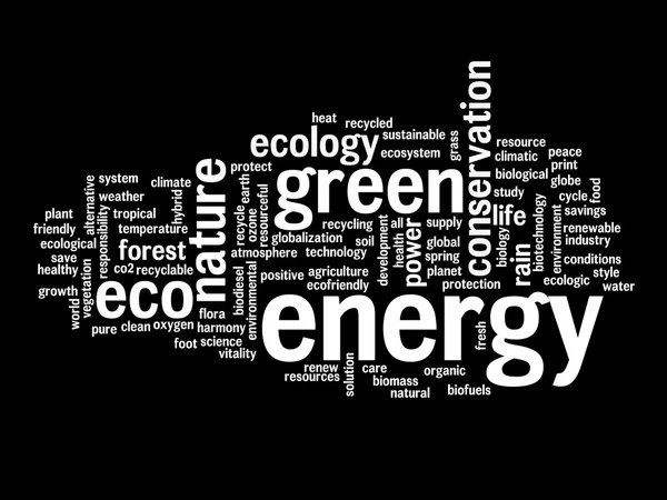 Energi, ekologi och bevarande word cloud — Stockfoto