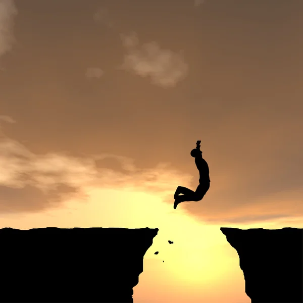 Hombre de negocios silueta salto — Foto de Stock