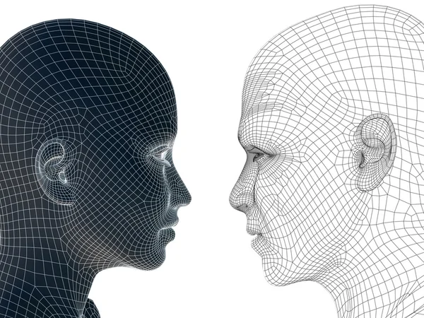 Conceptual 3D wireframe uman — Fotografie, imagine de stoc