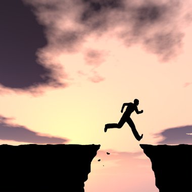 İşadamı siluet atlama