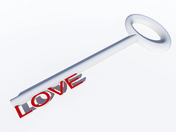 Chave branca do amor 3d — Fotografia de Stock