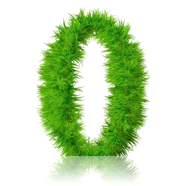 Zero made of green grass — Stock Photo, Image