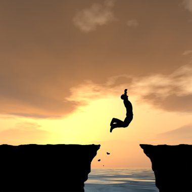 İşadamı siluet atlama