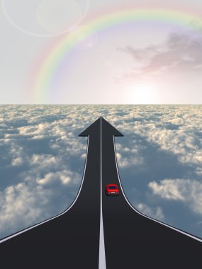 Road with a car driving clipart