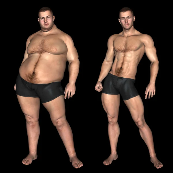 Człowiek kontra szczupły mężczyzna z nadwagą — Zdjęcie stockowe