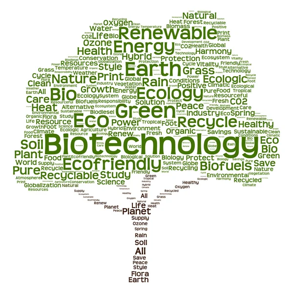 Árvore verde feita de texto ecologia — Fotografia de Stock