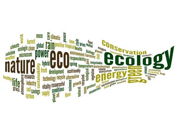 Zöld ökológia szó felhő — Stock Fotó