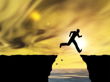 İşadamı siluet atlama