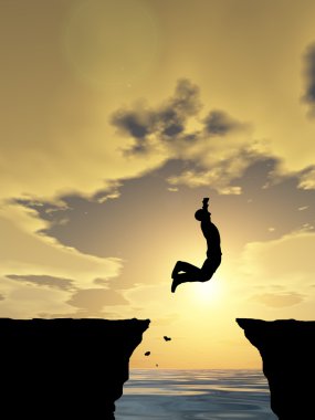 İşadamı siluet atlama