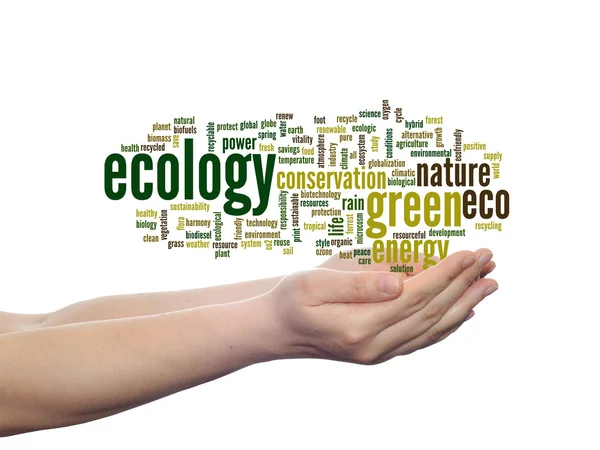 Ecologia, conservação nuvem de palavras — Fotografia de Stock
