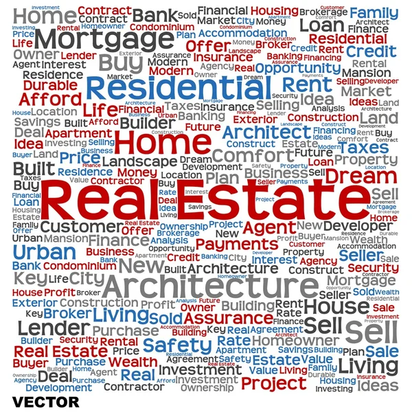 Real estate word cloud — Stock Vector