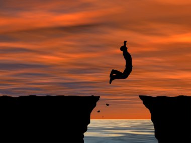 İşadamı siluet atlama