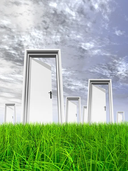 Opened doors at horizon — Stock Photo, Image