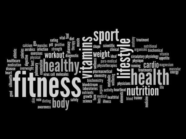 Fitness en gezondheid woord wolk — Stockfoto
