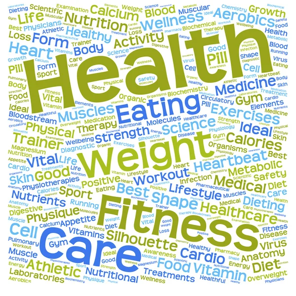 Gesundheit, Ernährung oder Sport Textwolke — Stockfoto