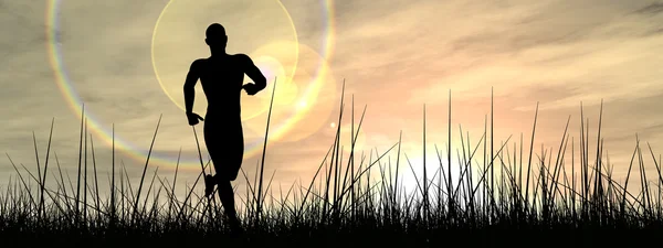 Man black silhouette running