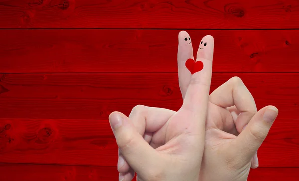 Fingers with a heart painted — Stock Photo, Image