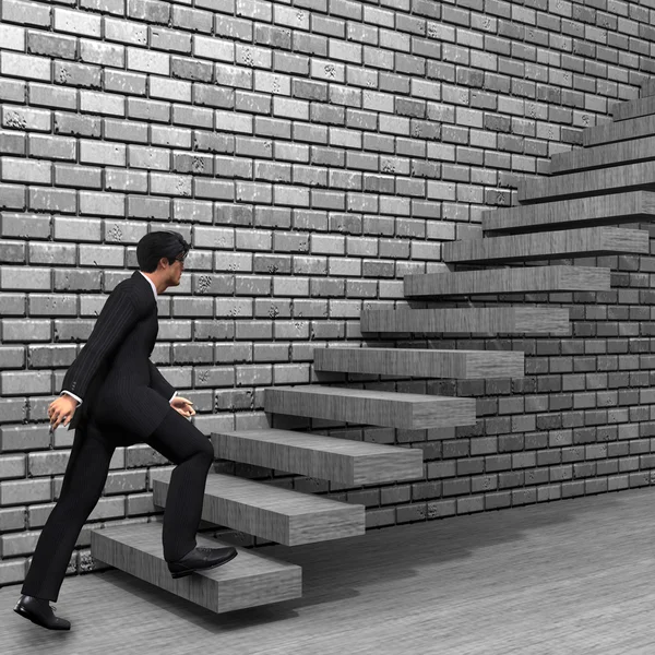 Businessman climbing on  steps — Stock Photo, Image