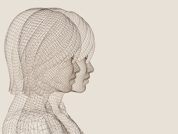 ワイヤ フレームを作った人間の頭 — ストック写真