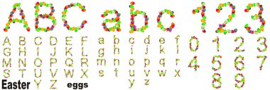 font made of colorful Easter eggs clipart