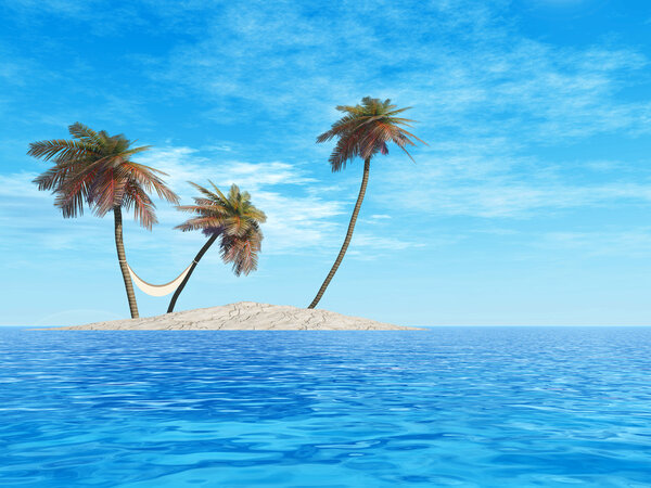 Exotic island with palm trees