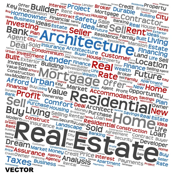 Conceptual real estate word cloud — Stock Vector