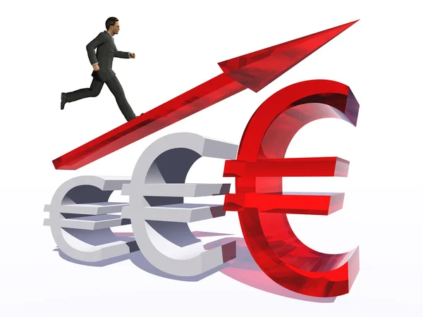 Businessman jumping over  euro — Stock Photo, Image